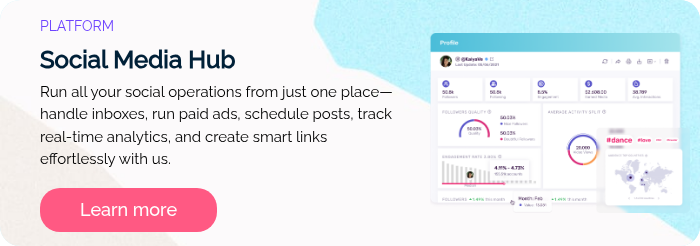 PLATFORM Social Media Hub Run all your social operations from just one place—handle inboxes, run paid ads, schedule posts, track real-time analytics, and create smart links effortlessly with us.  
